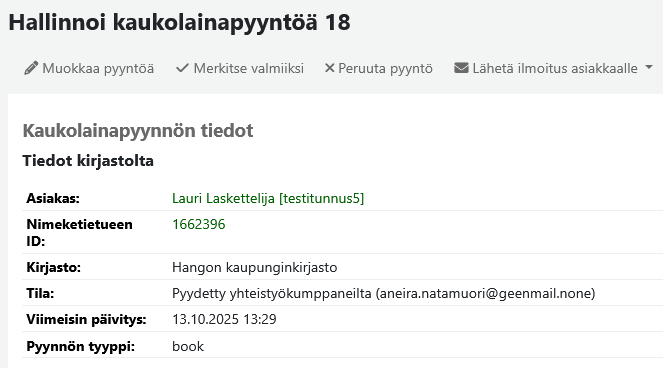 Tee kaukolainapyyntö kumppanikirjastoihin