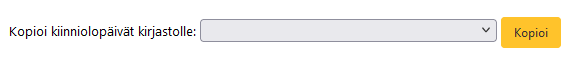 Kuvakaappaus Kopioi kiinniolopäivät kirjastolle -valikosta