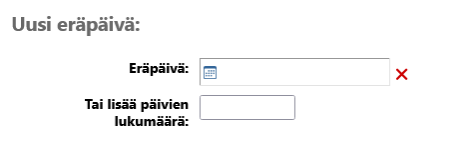 Kuvakaappaus valittavista vaihtoehdoista, joita voi käyttää uutta eräpäivää valitessa