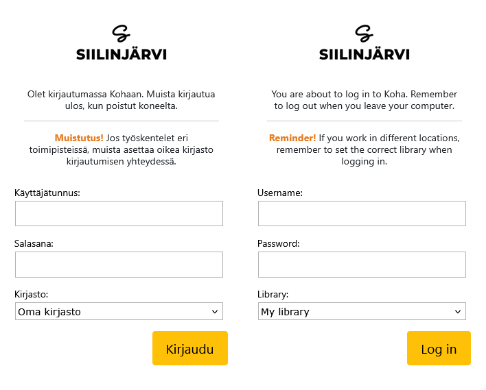 Esimerkki StaffLoginInstructions-näkymän muokkauksista Esimerkki StaffLoginInstructions-näkymän muokkauksista